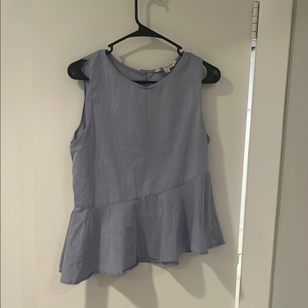 Bobeau Blue Peplum Blouse